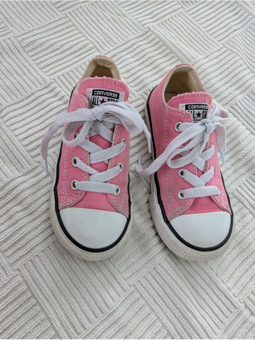 Converse Kids Pink and White Low Top Sneakers